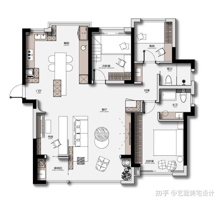 艺墅美宅·实景【无界·流动的家】137㎡极简空间 功能与诗意的重逢 - 知乎