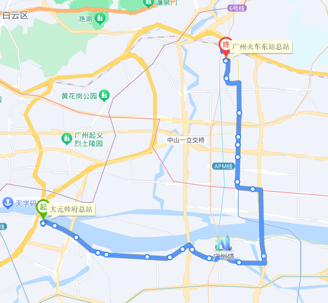 广州公交14路线路图图片