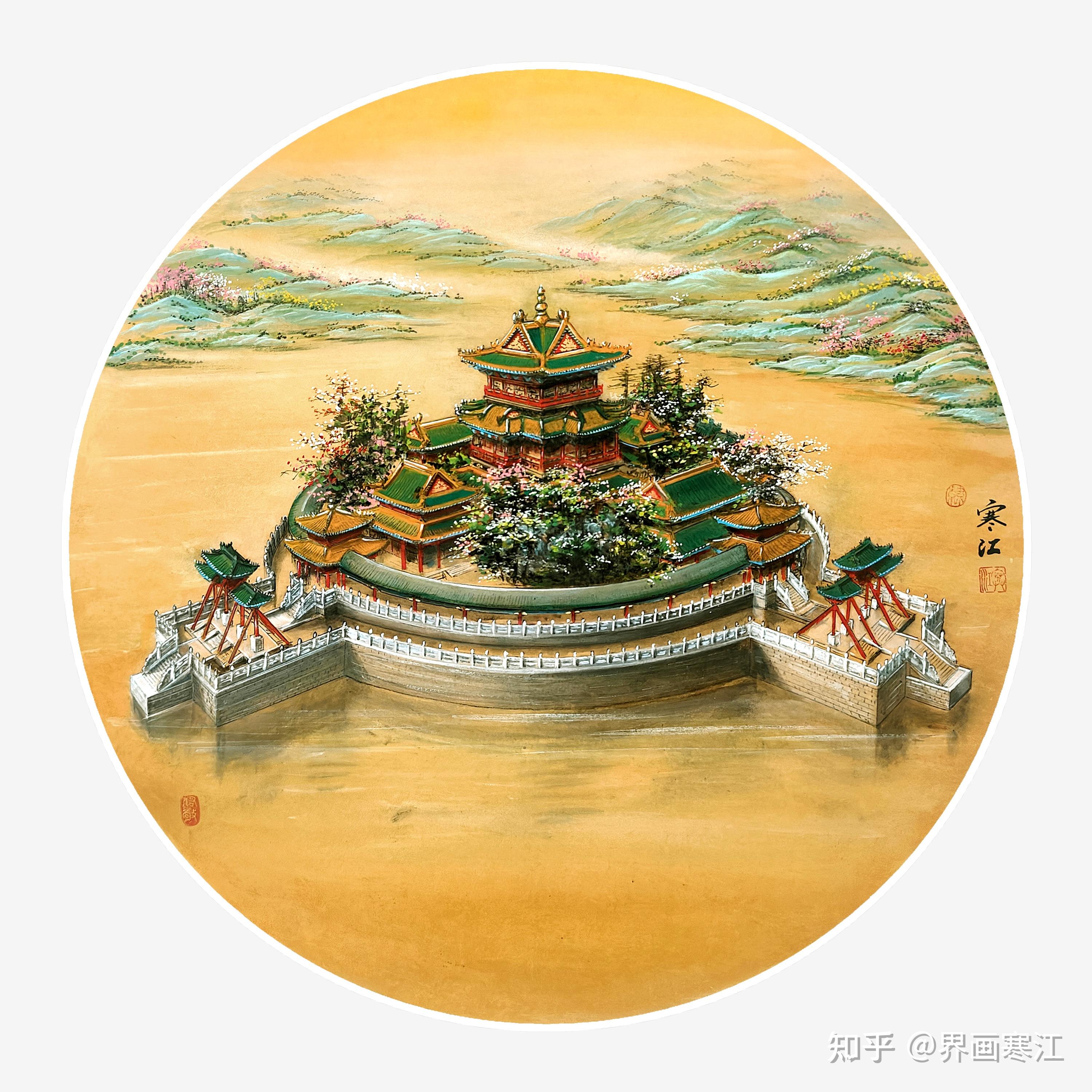 界画寒江---工笔界画《圆明园.海岳开襟春景图》 - 知乎