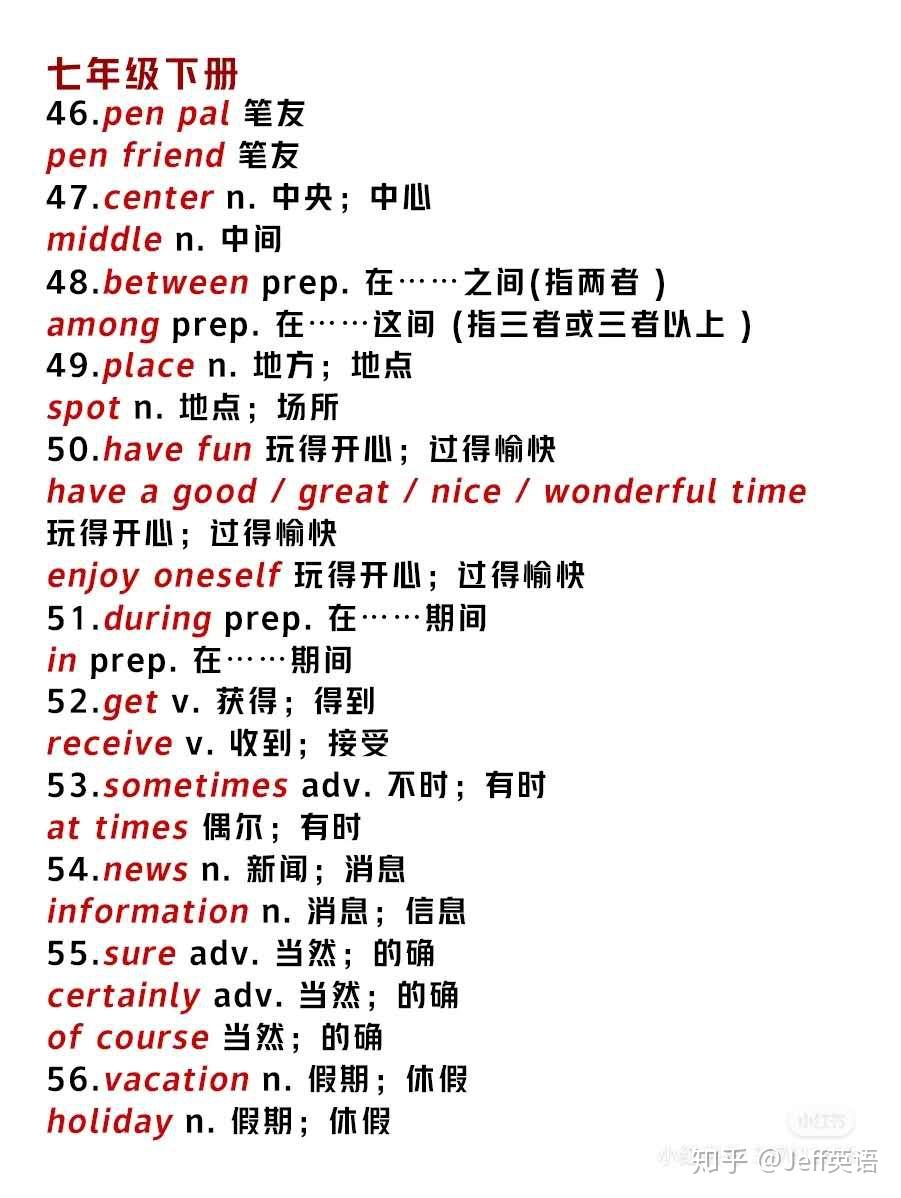 初中英语|同义词大全（上）初中生必会! - 知乎