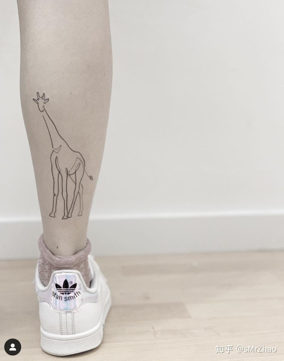 smrzhao纹身推荐第265期黑白一条线雕塑点刺肖像动物