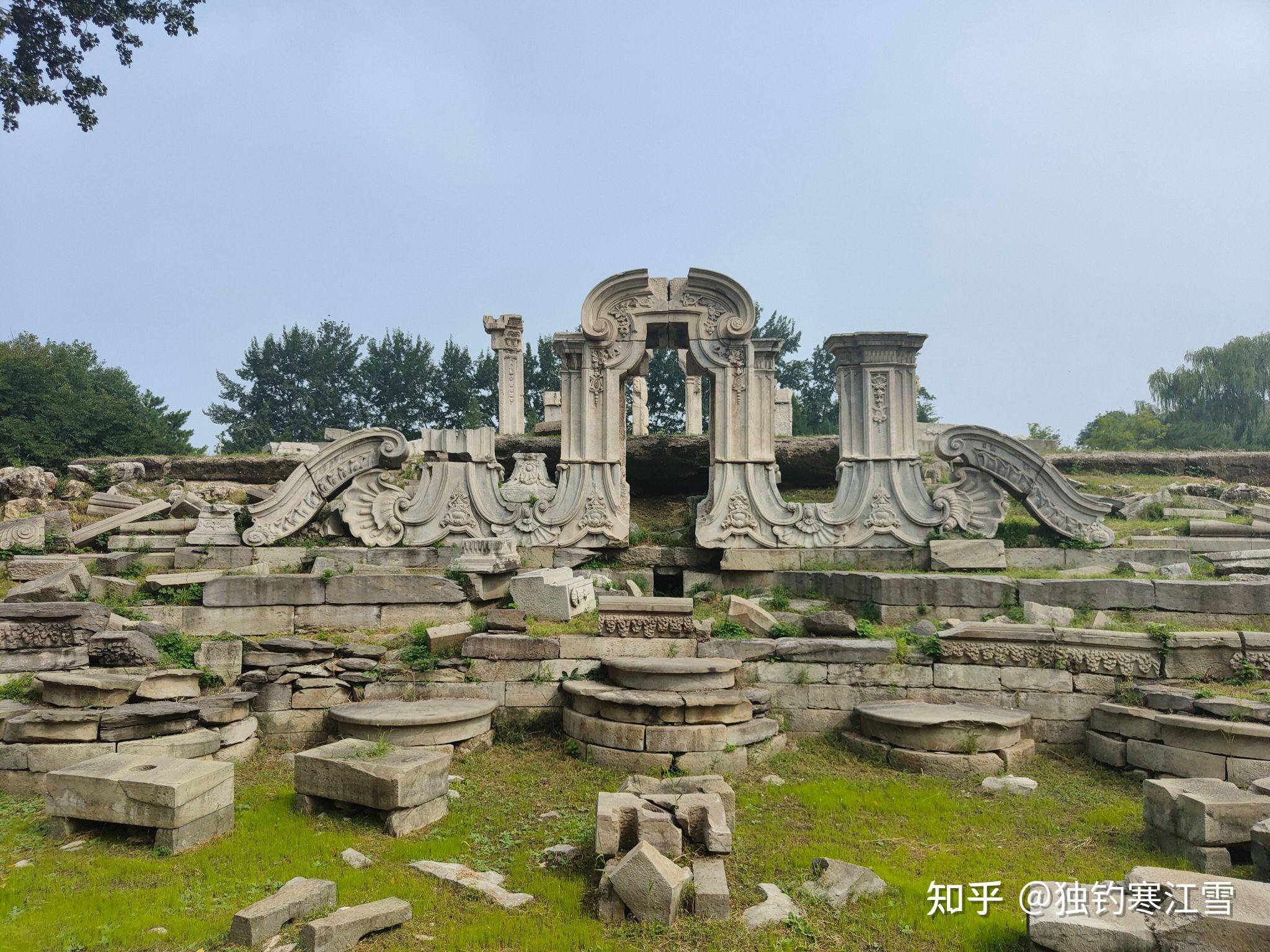 圆明园展览馆→海晏堂→五竹亭→方外观→谐奇趣→黄花阵→凤麟洲