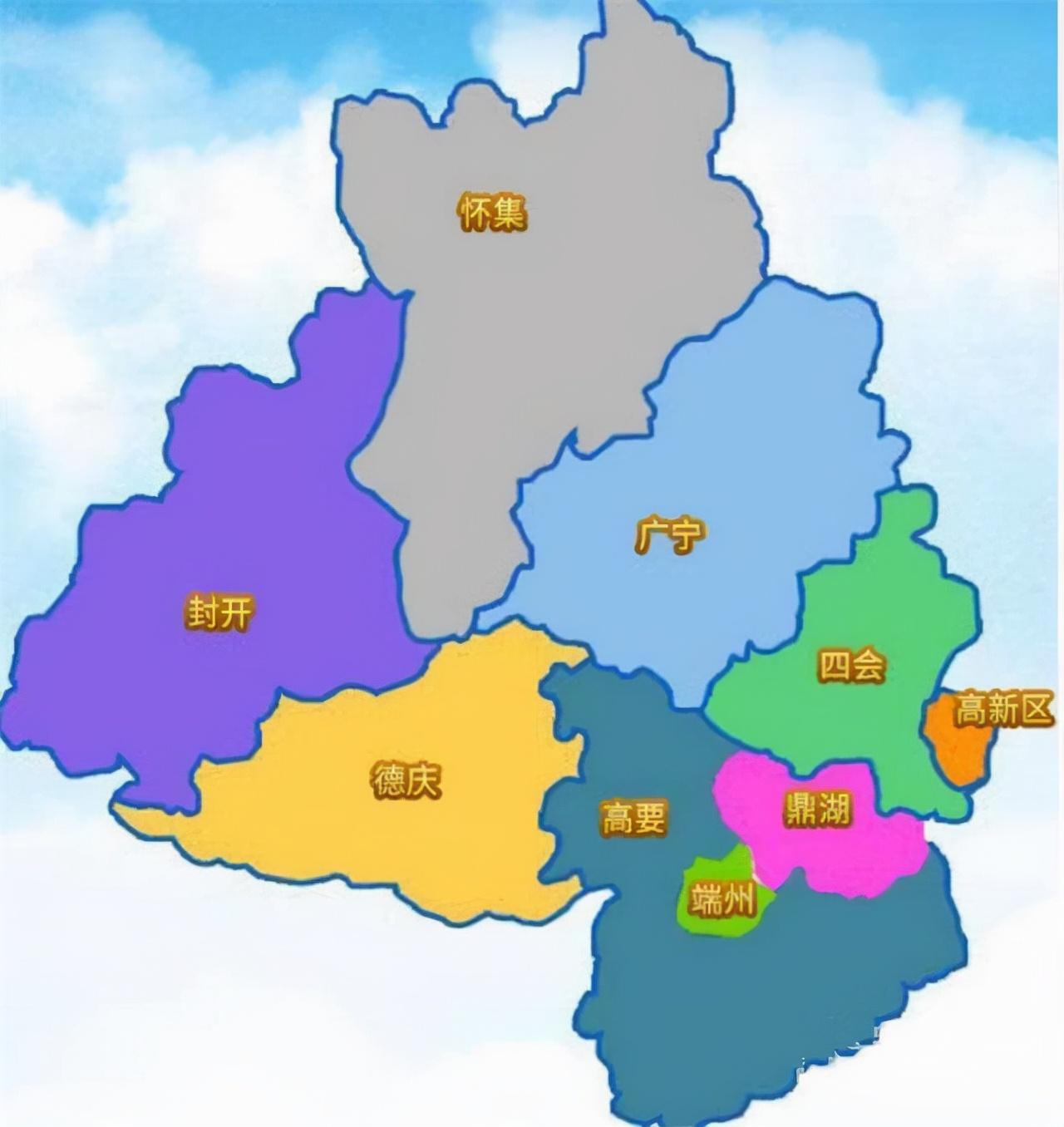 肇庆区域划分图2021年,肇庆地区生产总值为2649