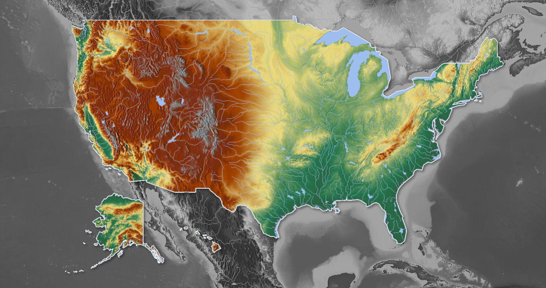 美利坚合众国美国无水印地形图booker不客