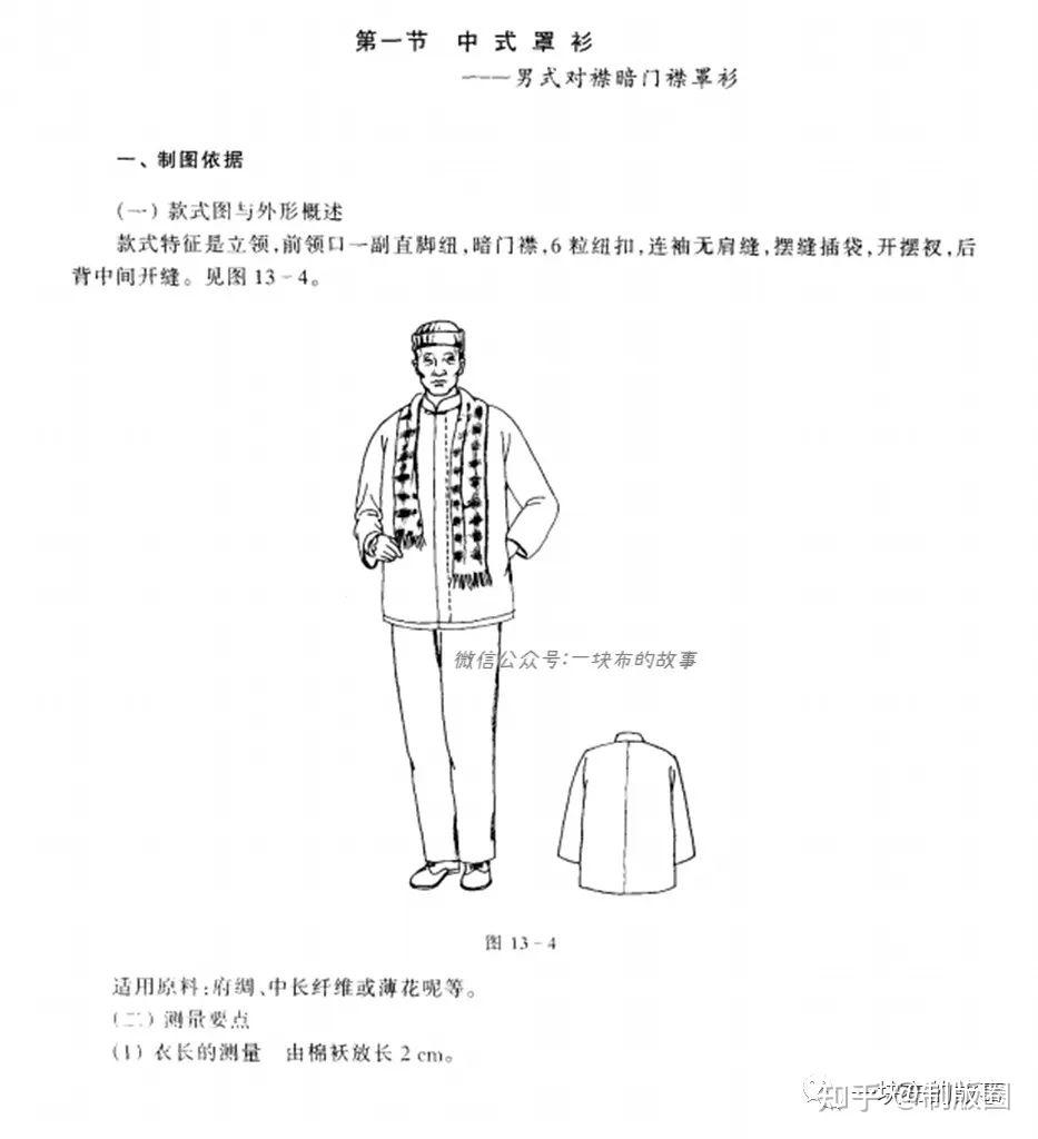男士中式对襟上衣纸样裁剪图