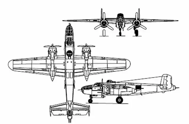 b-25轰炸机三视图另外,整个太平洋战争中,为适应战事的需要,b-25进行