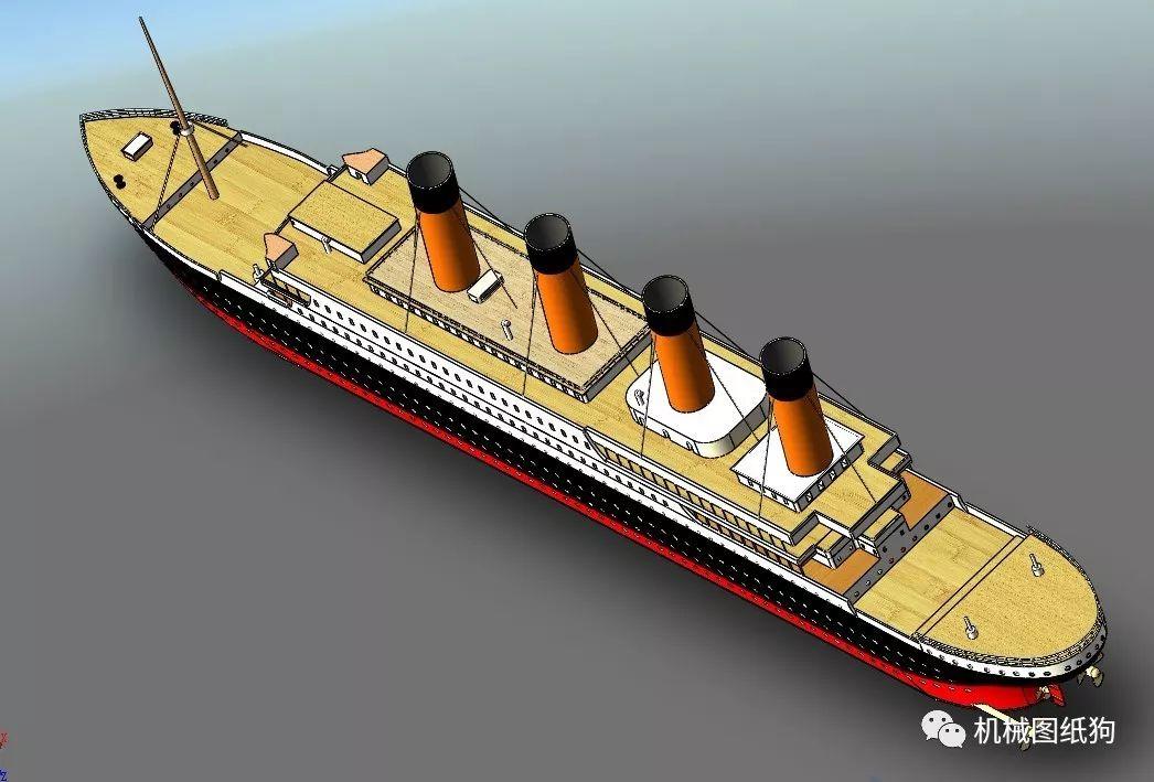 海洋船舶titanic泰坦尼克号游轮简易模型3d图纸solidworks设计