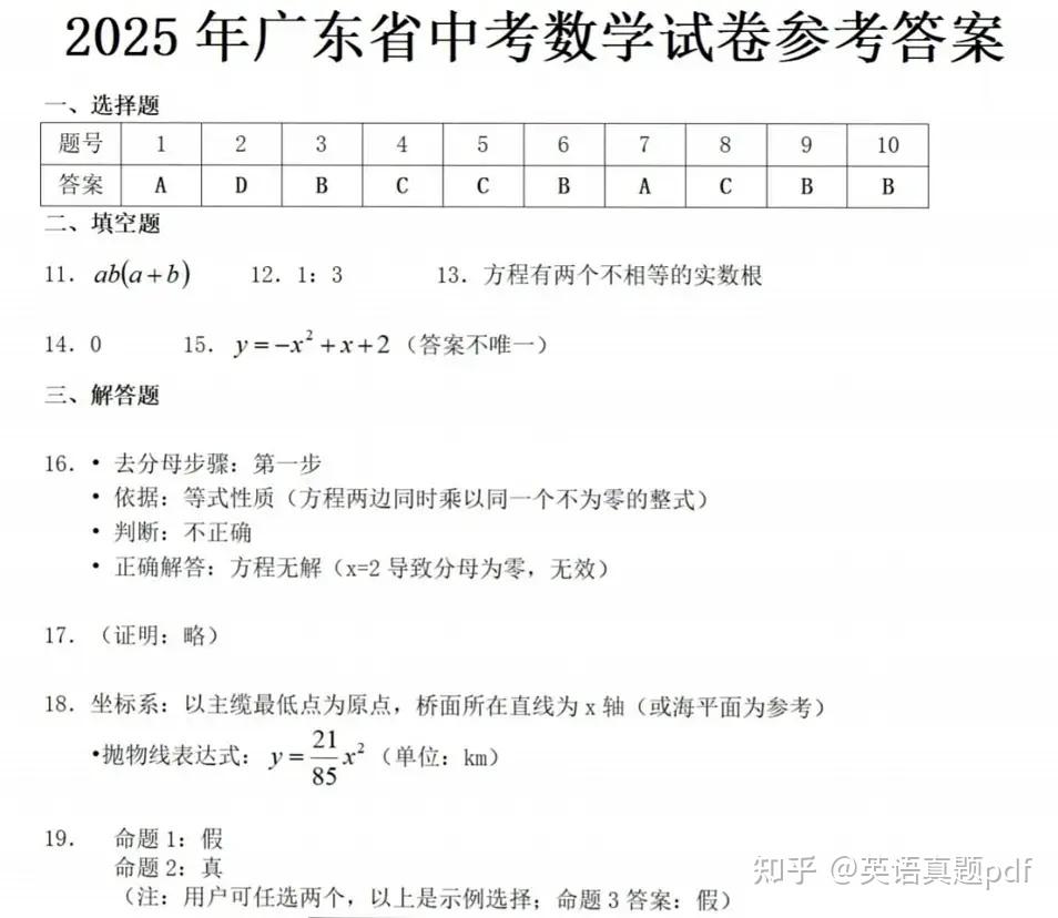 2025中考真题卷(含答案解析)历年全国各省中考试题PDF中考真题下载可打印 - 知乎