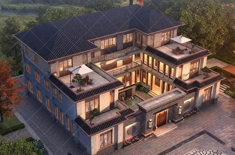 中式合院中堂屋+厢房，30套三层新中式三合院别墅国潮自建房别墅 - 知乎