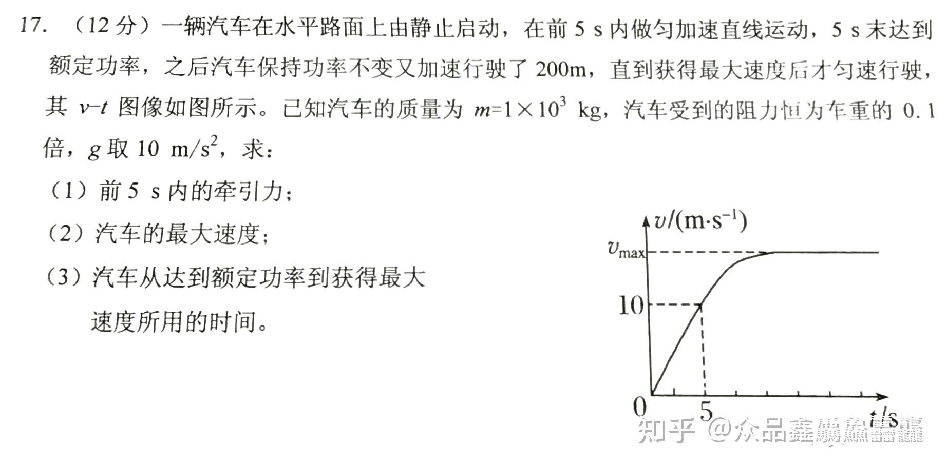 物理机车启动问题的v-t图像的解析式到底是什么?