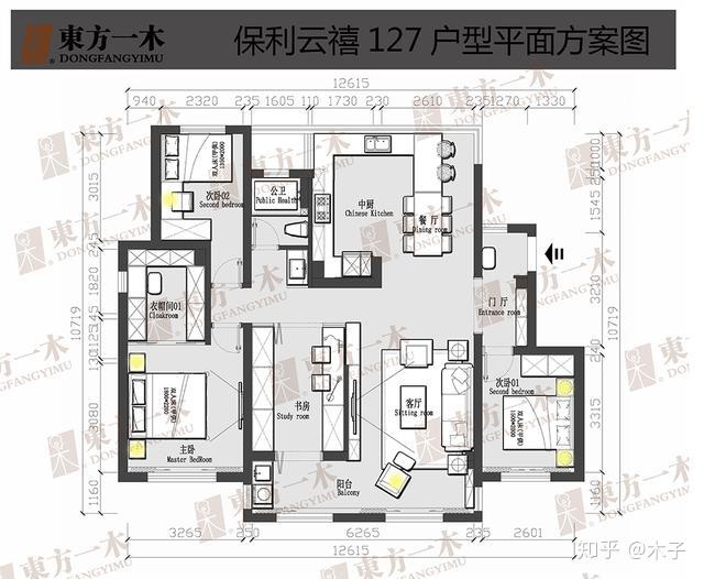 东方一木装饰┃南京保利云禧127㎡户型图┃法式轻奢风格 - 知乎
