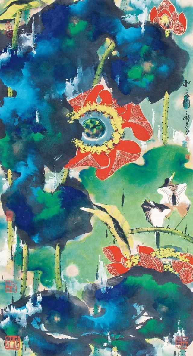 「津门网」他的重彩花鸟,一派元气苍茫,灵透,浑厚的气象