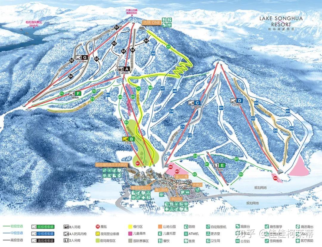 长白山滑雪场地图高清图片