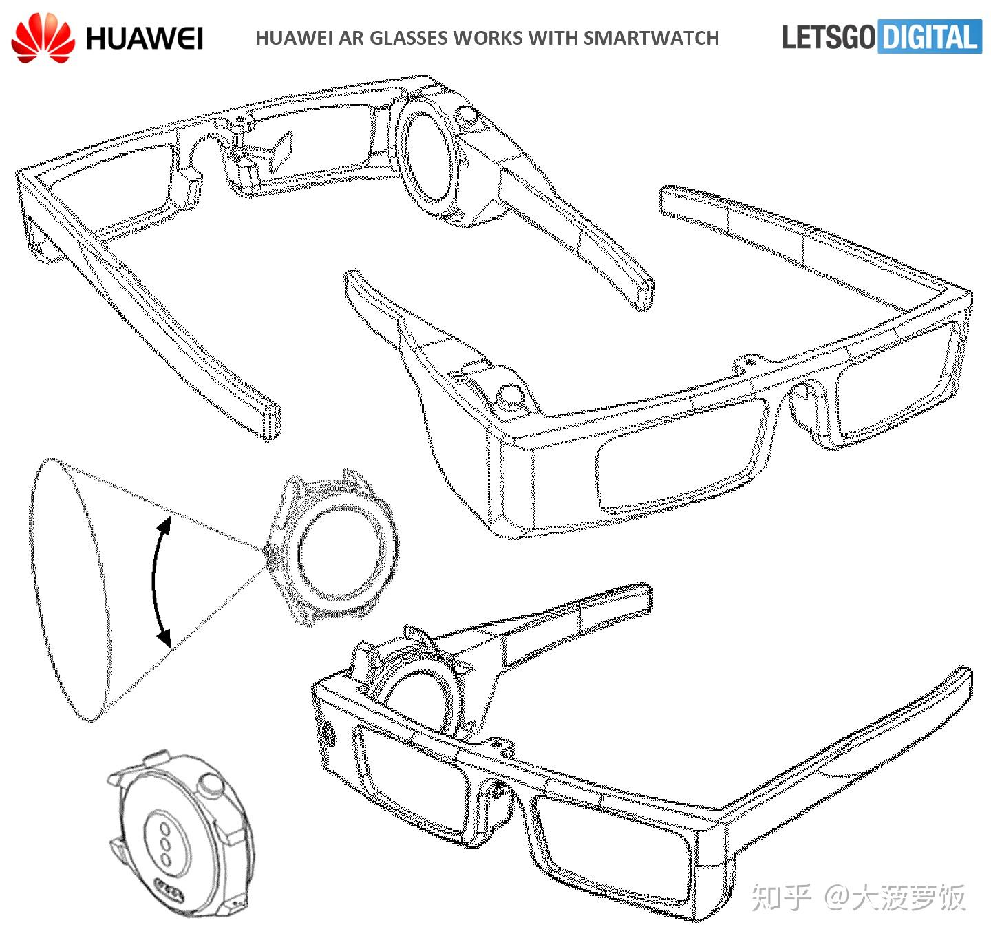 华为ar眼镜专利曝光 在ar眼镜上嵌入智能手表?