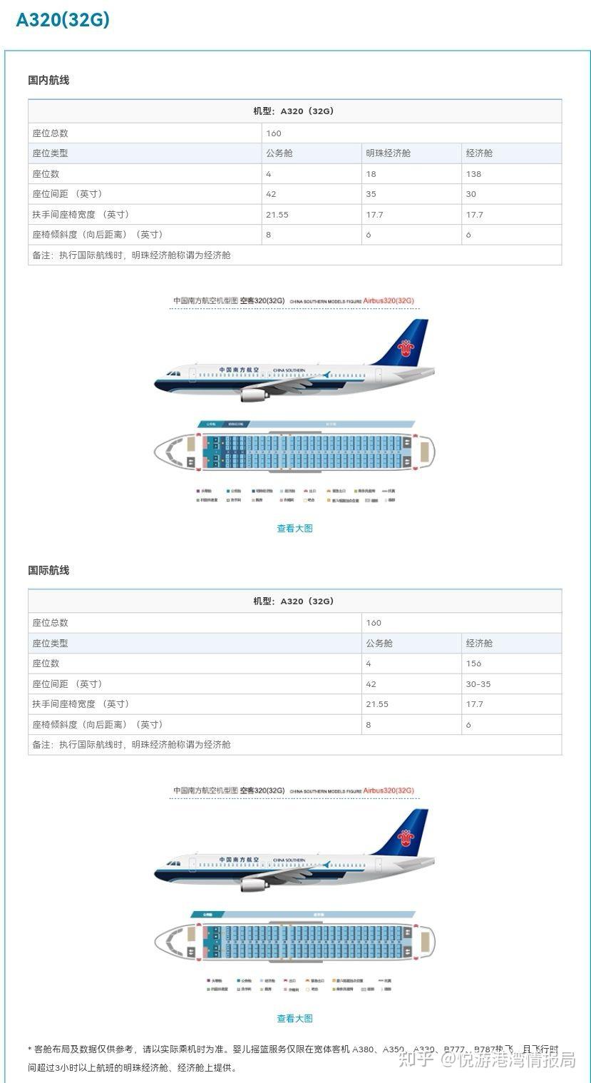 國航東航南航空客320機型艙位佈局圖最優選座攻略