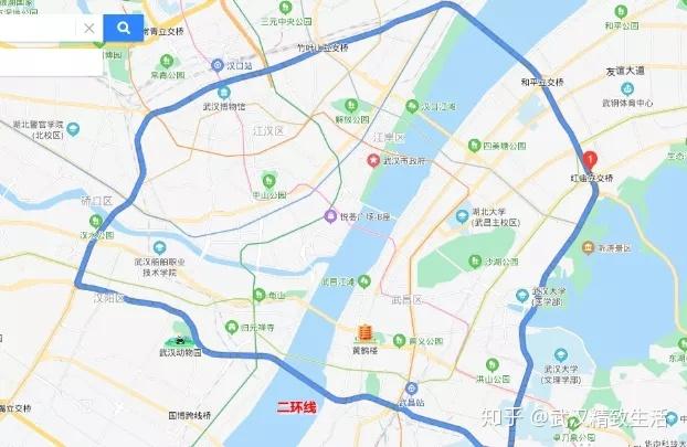 解放大道,武勝路,江漢橋,漢陽區域:鸚鵡大道,大橋路,武漢長江大橋