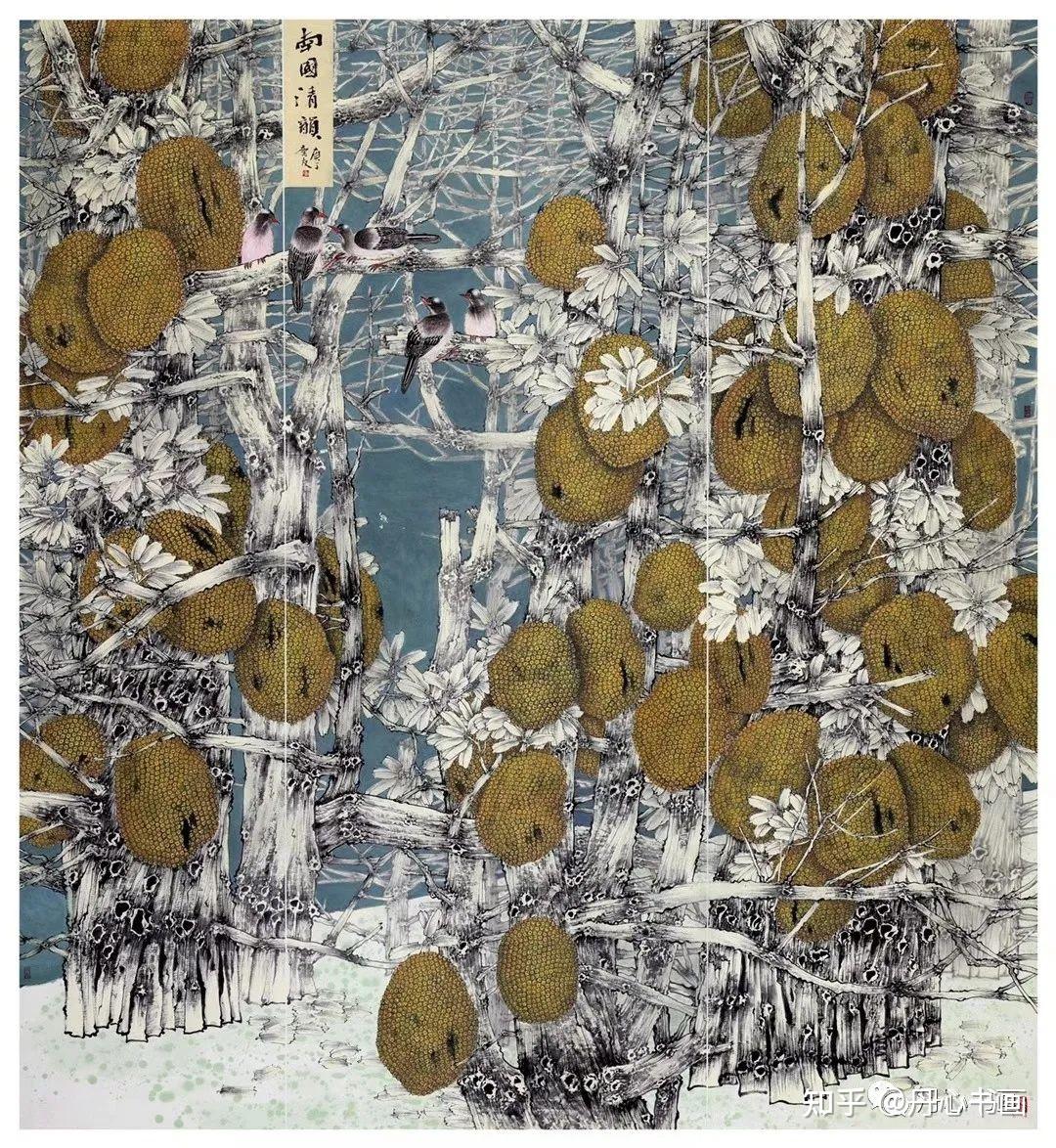 构图奇巧艳而不俗花鸟画家李庆友