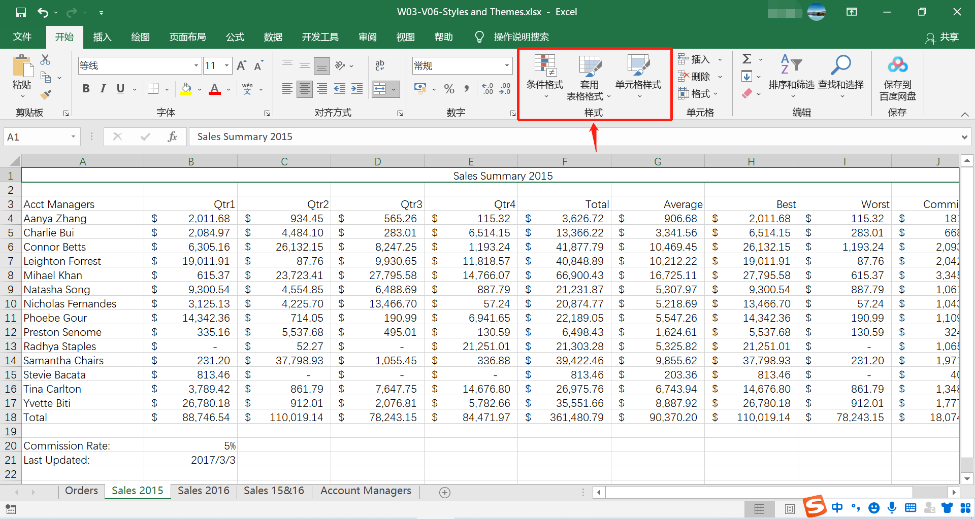 excel的内置样式和主题一样让你的表格不失内涵