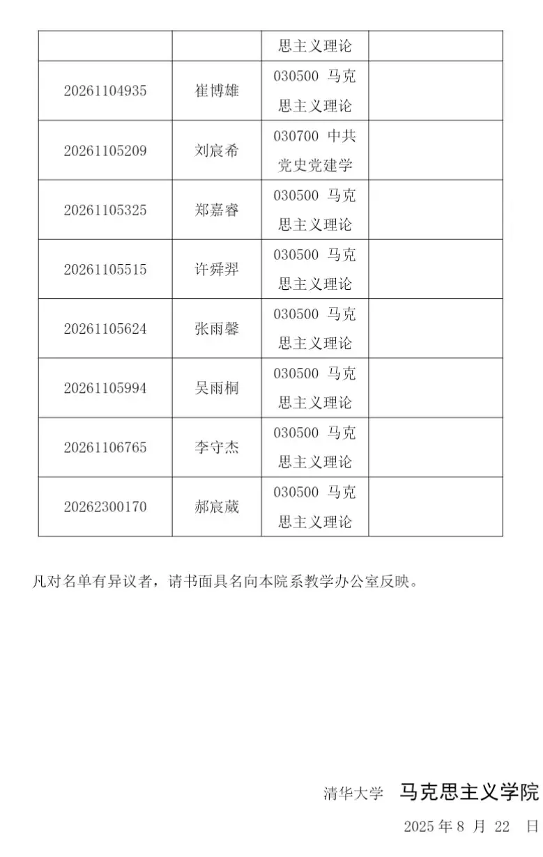 清华大学2026年马克思主义学院博士招生考核办法及入围名单公示 - 知乎