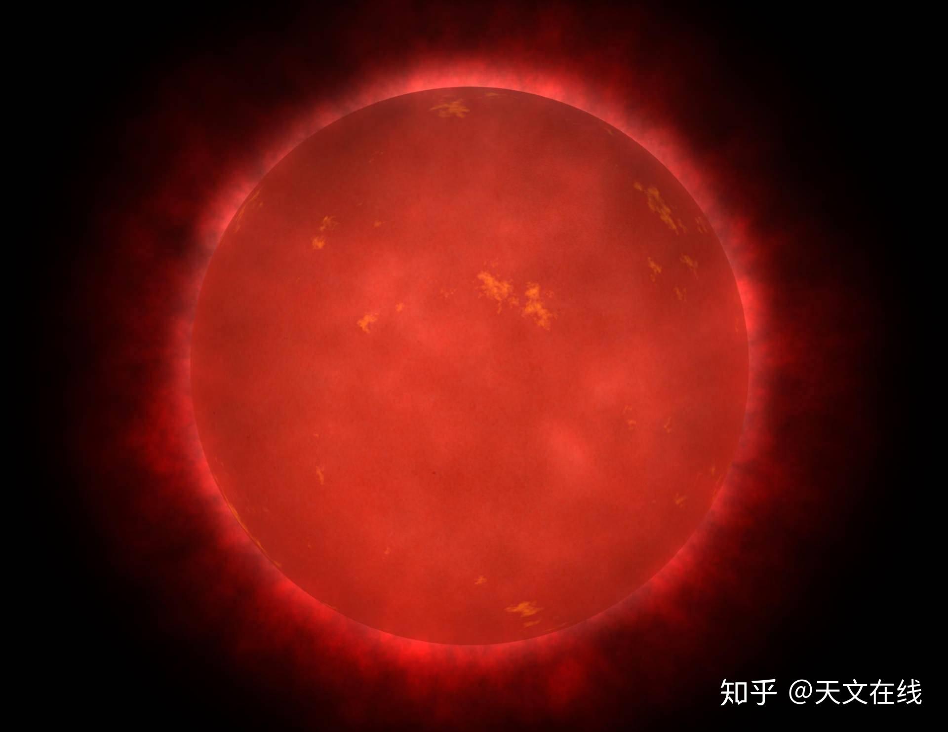 红超巨星之所以看起来是红色,是因为其拥有较低的表面温度(温度从3500