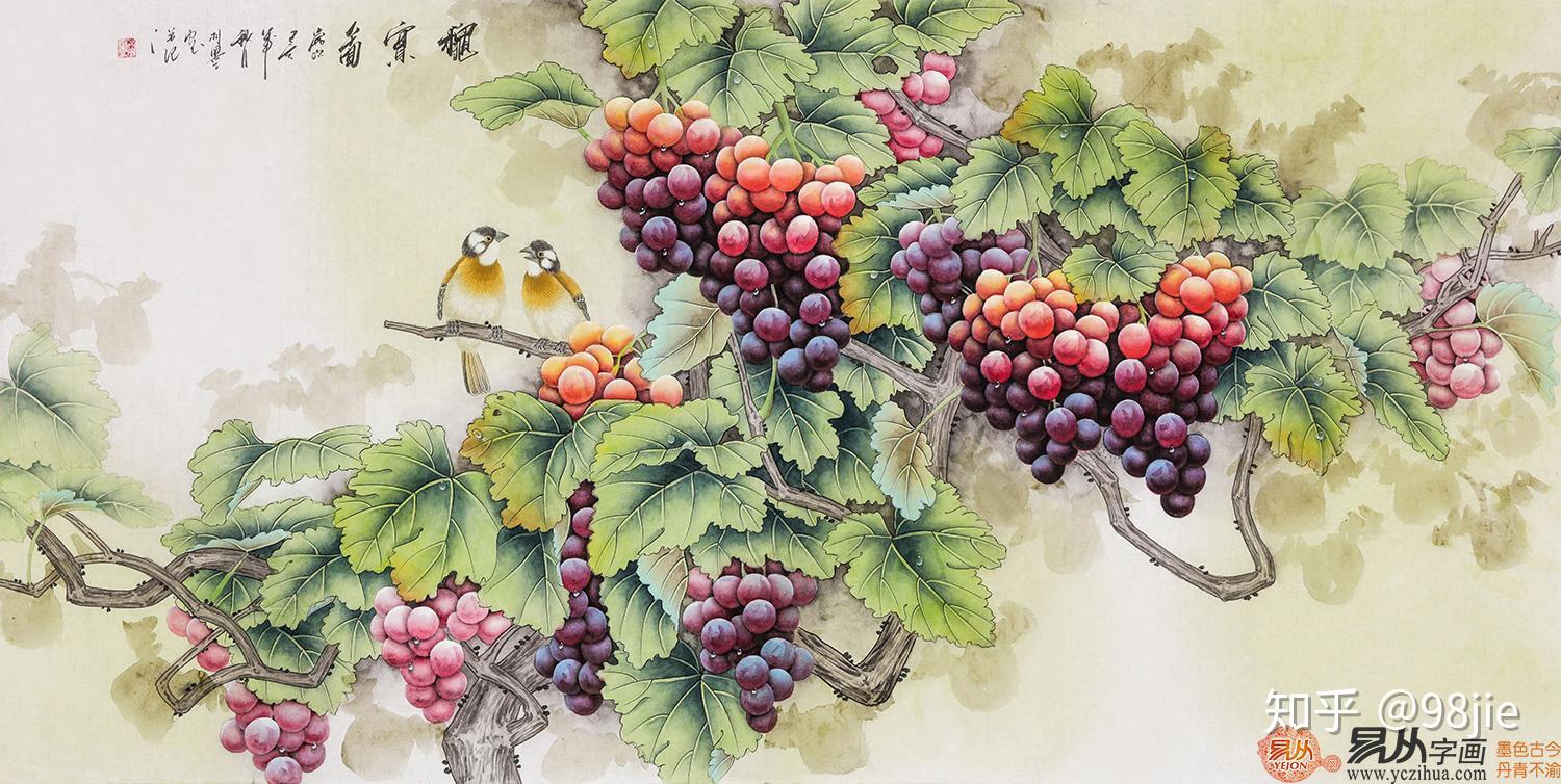 羽墨老师工笔花鸟画 让你感受国画葡萄的艺术之美 - 知乎