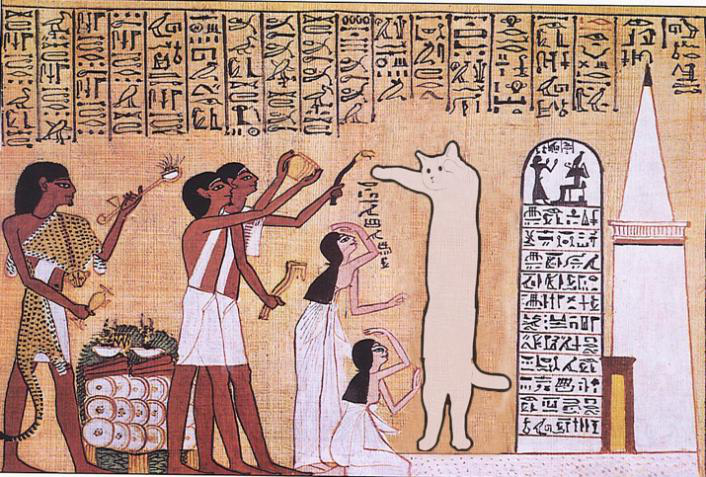 在古埃及,猫捕杀蝎子,蛇,鼠等危害人类的动物,这使得它们广受人们的