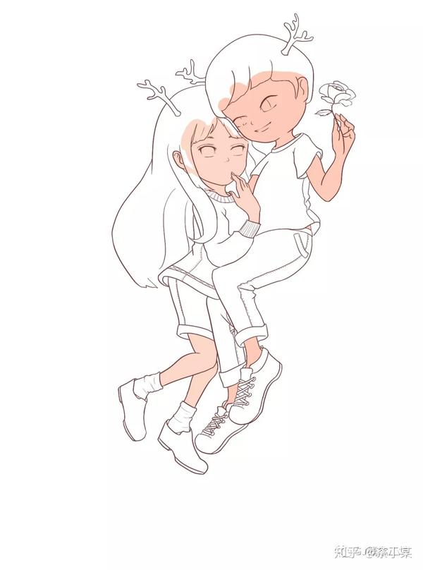 如何画出可爱的情侣头像第二弹