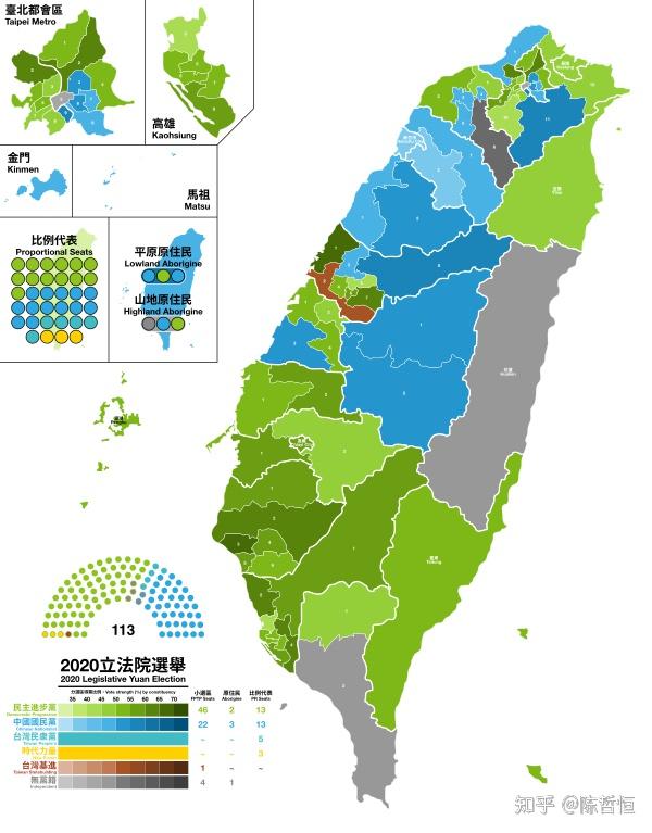 本文僅列出2020年第十屆臺灣地區民意代表選舉各選區藍綠兩黨或當地