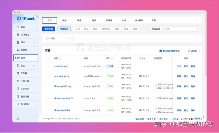 1Panel - 免费开源、简单好用的 Linux 服务器运维面板，超简单部署/管理网站，图形化 Docker 界面 - 知乎