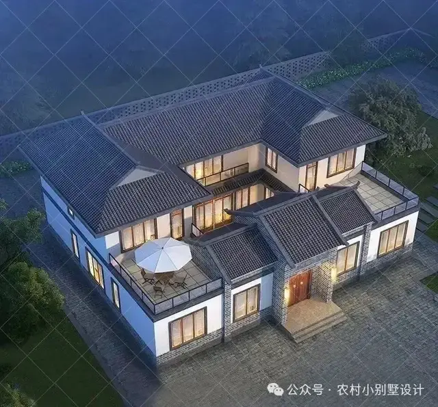 48款二层中式合院别墅,二层新中式四合院农村自建房别墅设计图 - 知乎