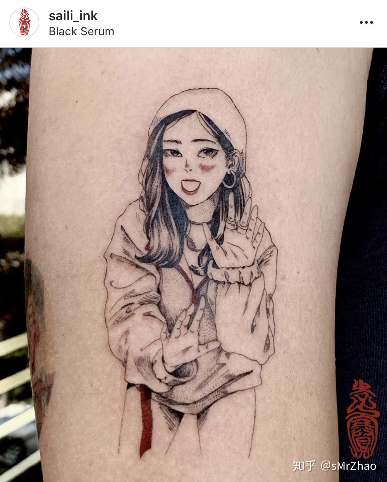 smrzhao纹身推荐第208期黑白线条现代日式肖像