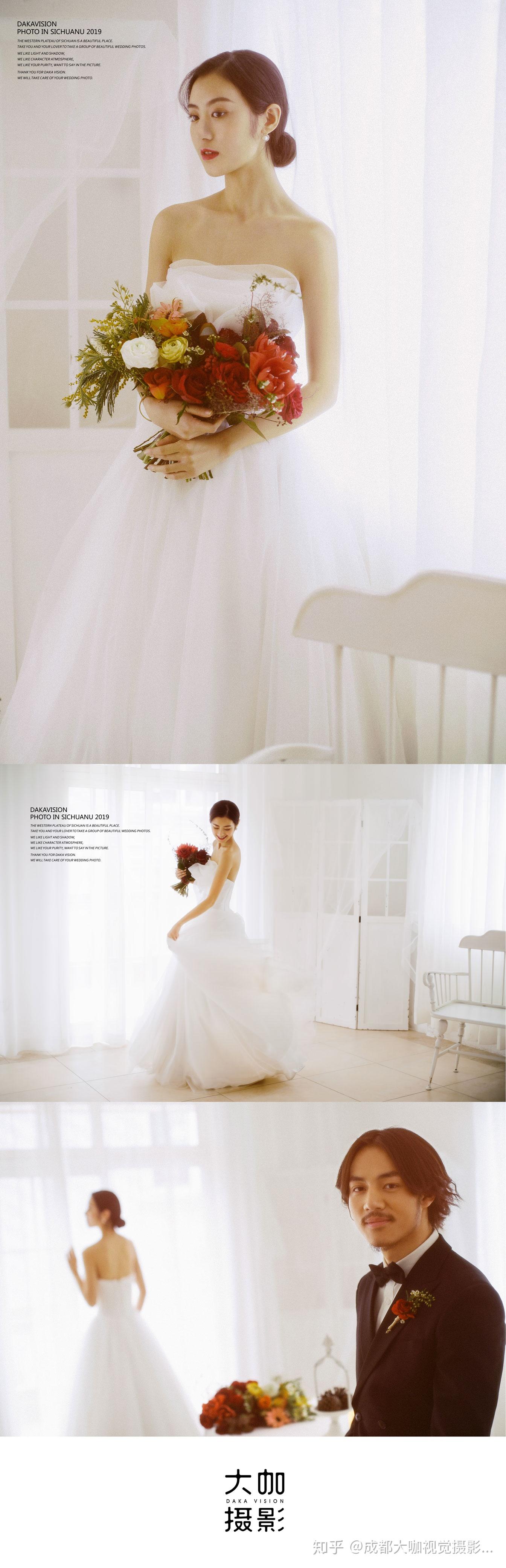 婚纱照室内白色背景婚纱摄影