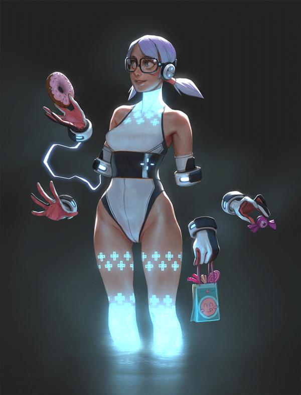 画师推荐好看想学会动会发光的电气朋克少女