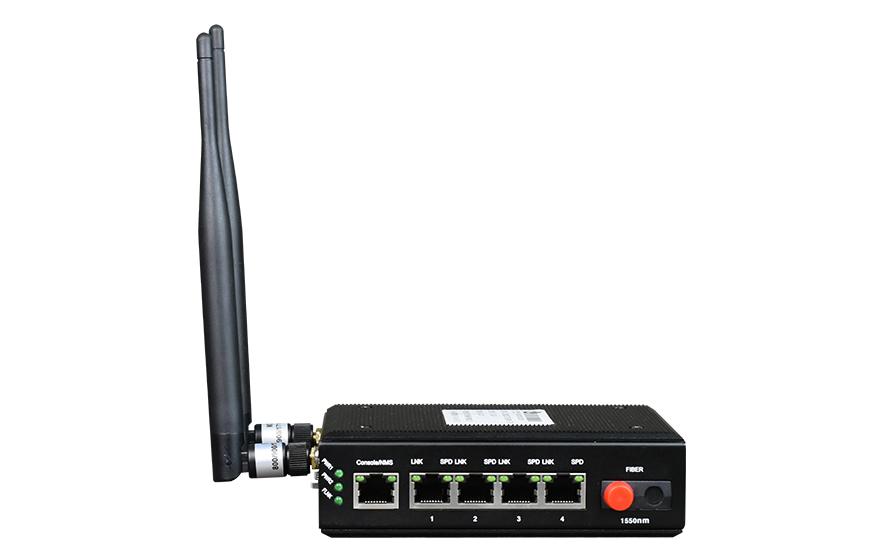 光纤wifi备份型4百兆电口1路百兆光口工业轨式光端机