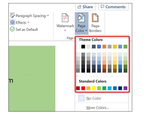 如何在microsoftword中更改页面颜色