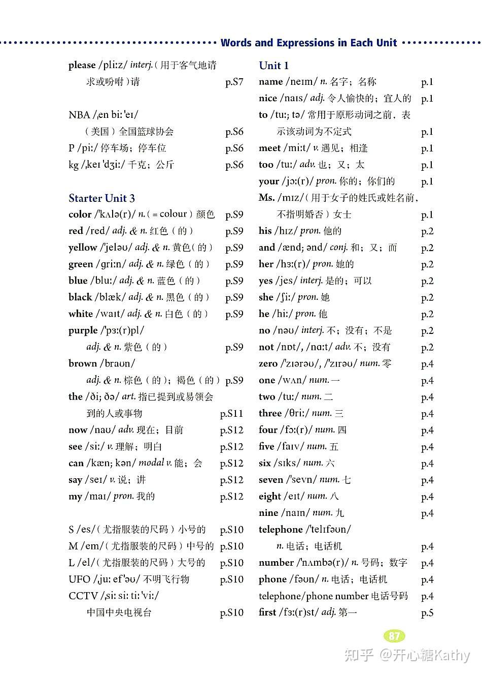 七上英语完整单词表 - 知乎