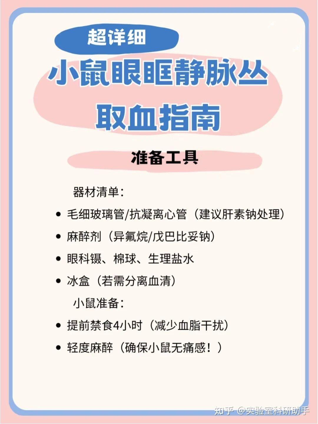 动物实验技术 | 超详细小鼠眼眶静脉丛取血指南 - 知乎