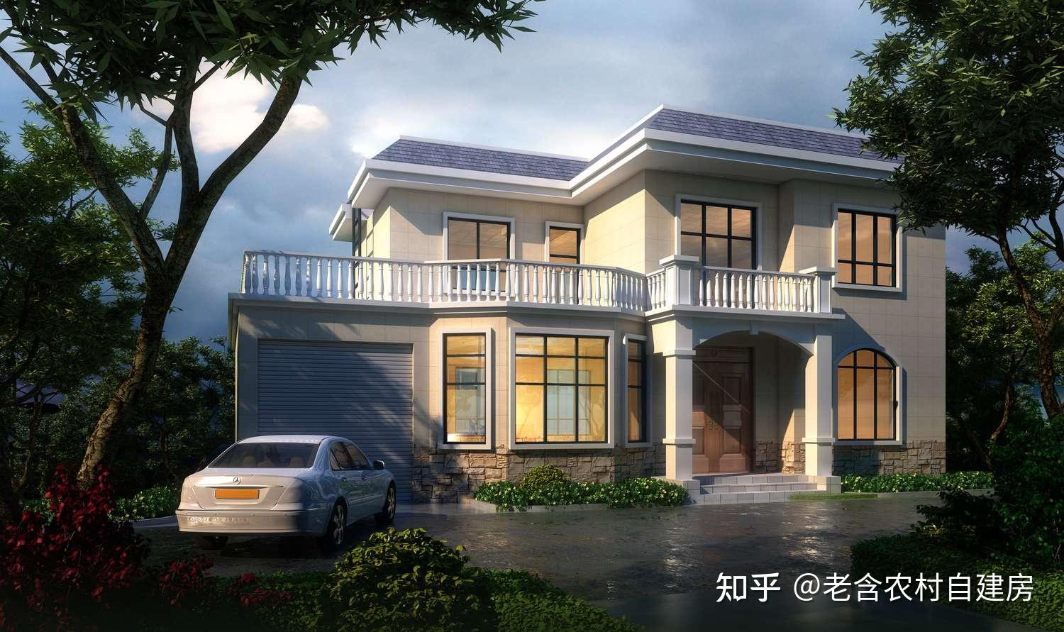 农村自建二层精美别墅现代风格简约大气受欢迎程度排名第一
