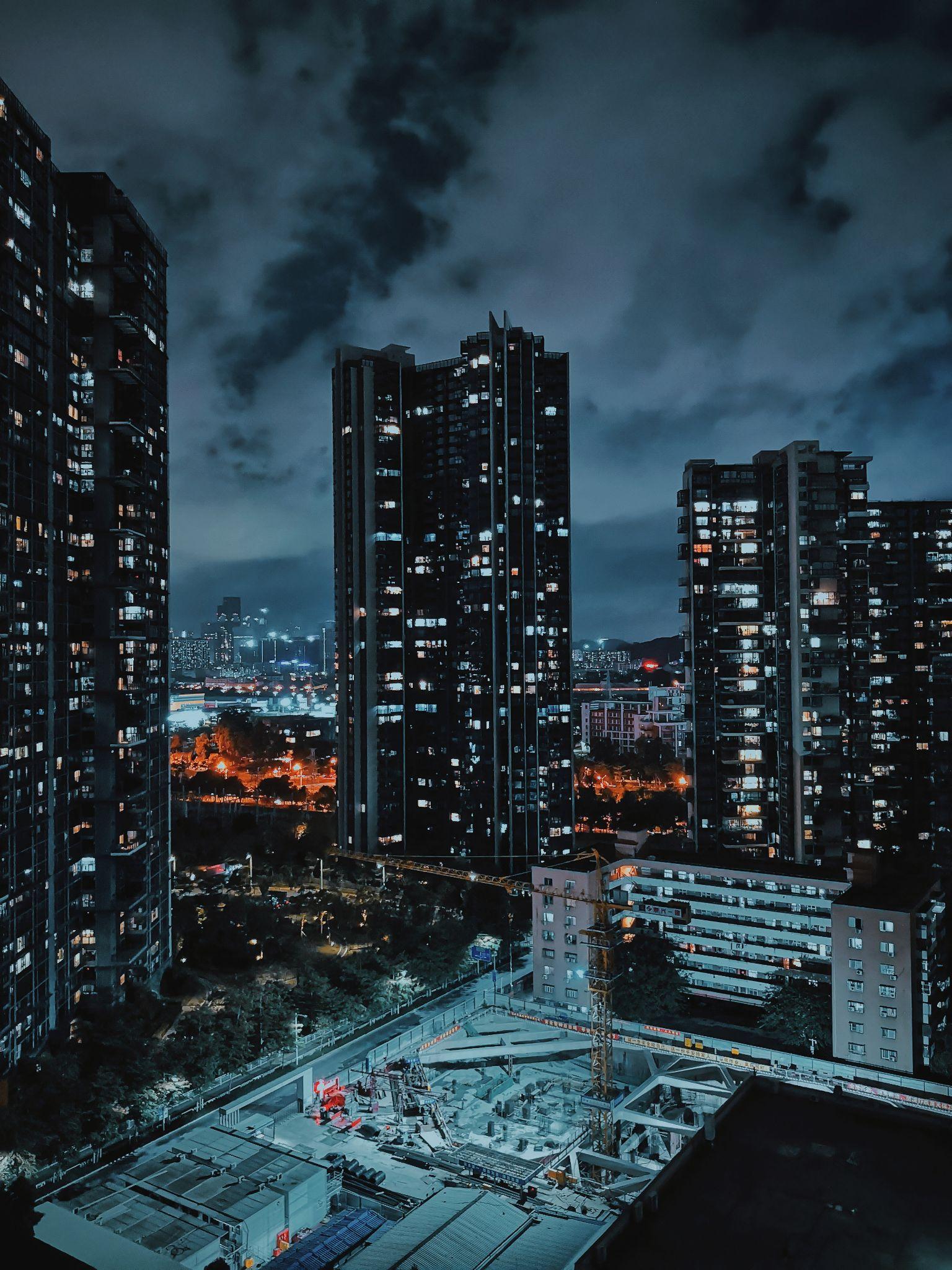 vsco调色教程高级感冰蓝城市夜景色调