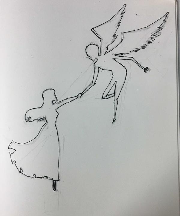 手上画的天使恶魔标志图片