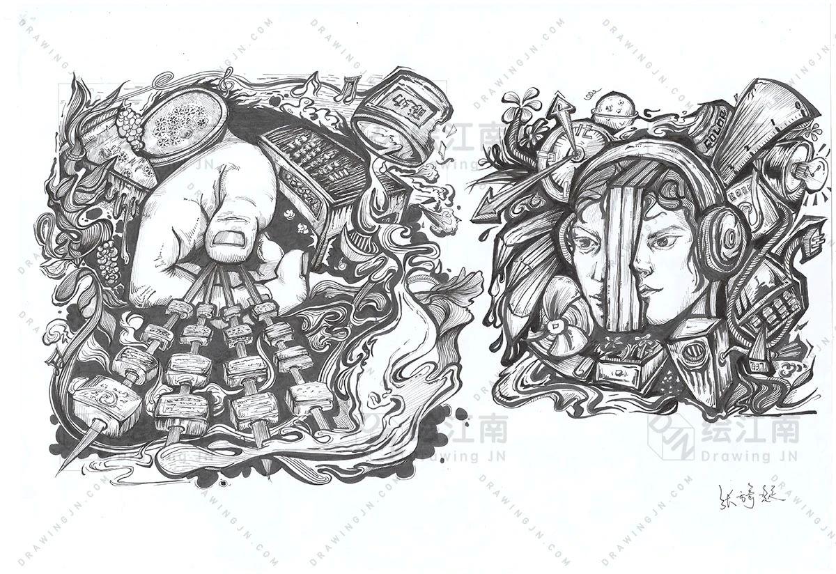 与 图 形 创 意 作 业 展 示部分视传院校的快题会考构成或图形创意