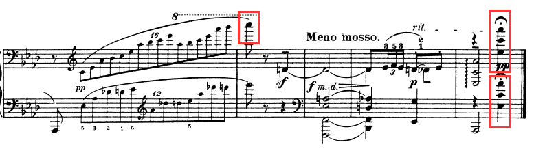 拉天生的一双12度熊掌,听拉赫本人弹奏的版本很容易发现,最后这个和弦