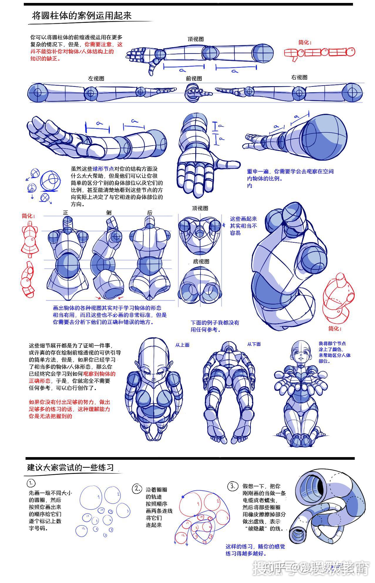 「教程」多角度人体体块理解,专业漫画培训