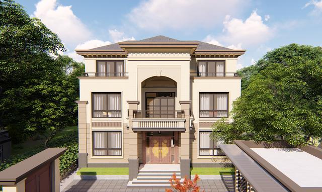 易盖房四川达州64万近405㎡三层欧式乡村别墅娱乐区双露台老少皆宜的