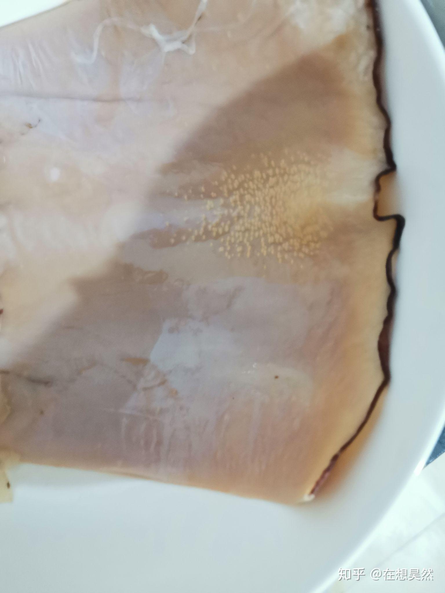 鱿鱼干泡发后肉里有黄色颗粒状的是什么