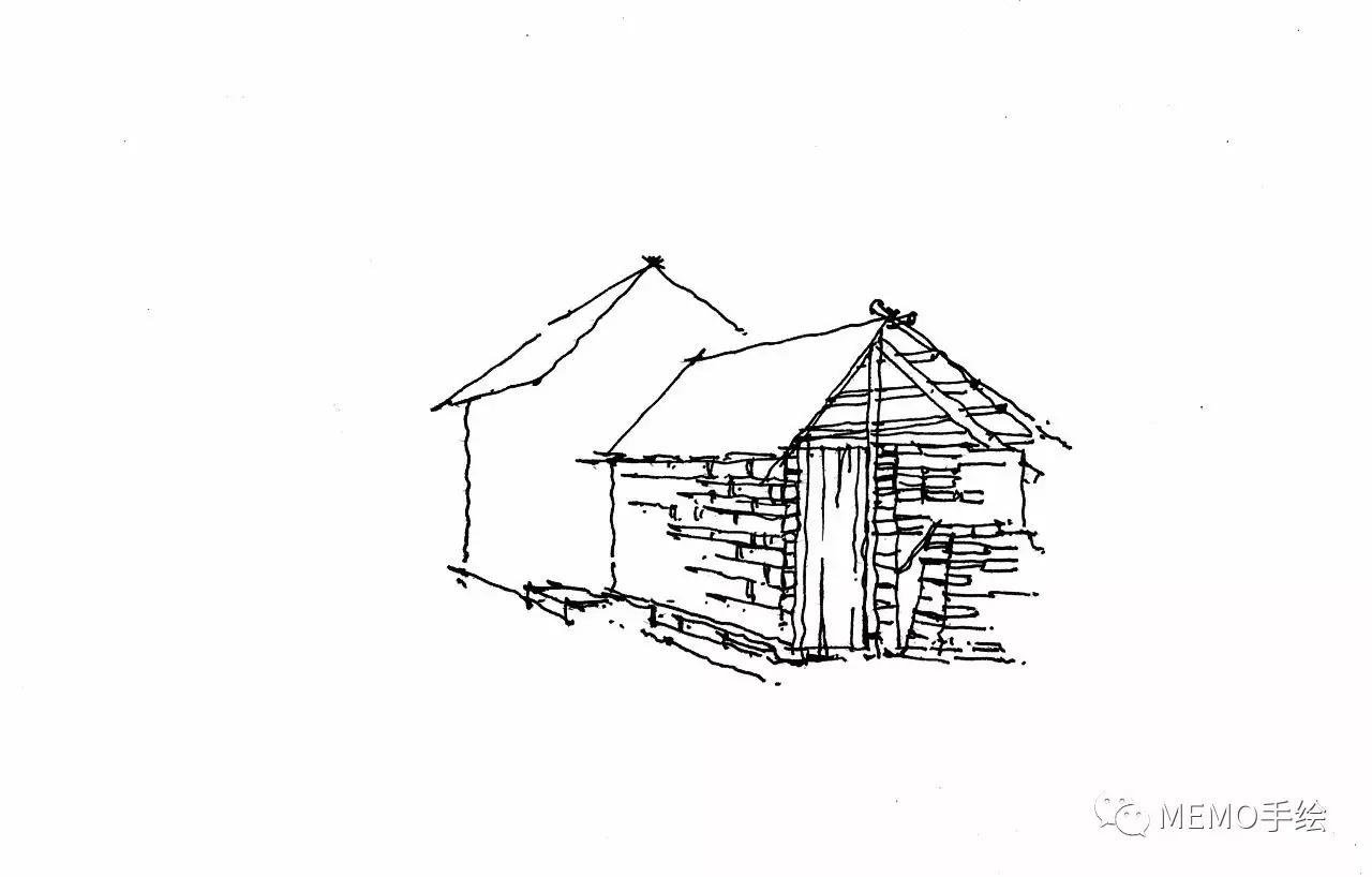 手绘教程线条上的老房子