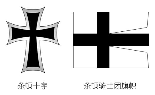 条顿骑士团标志后来演变成一堆特征明显的「黑十字」「铁十字」,虽然