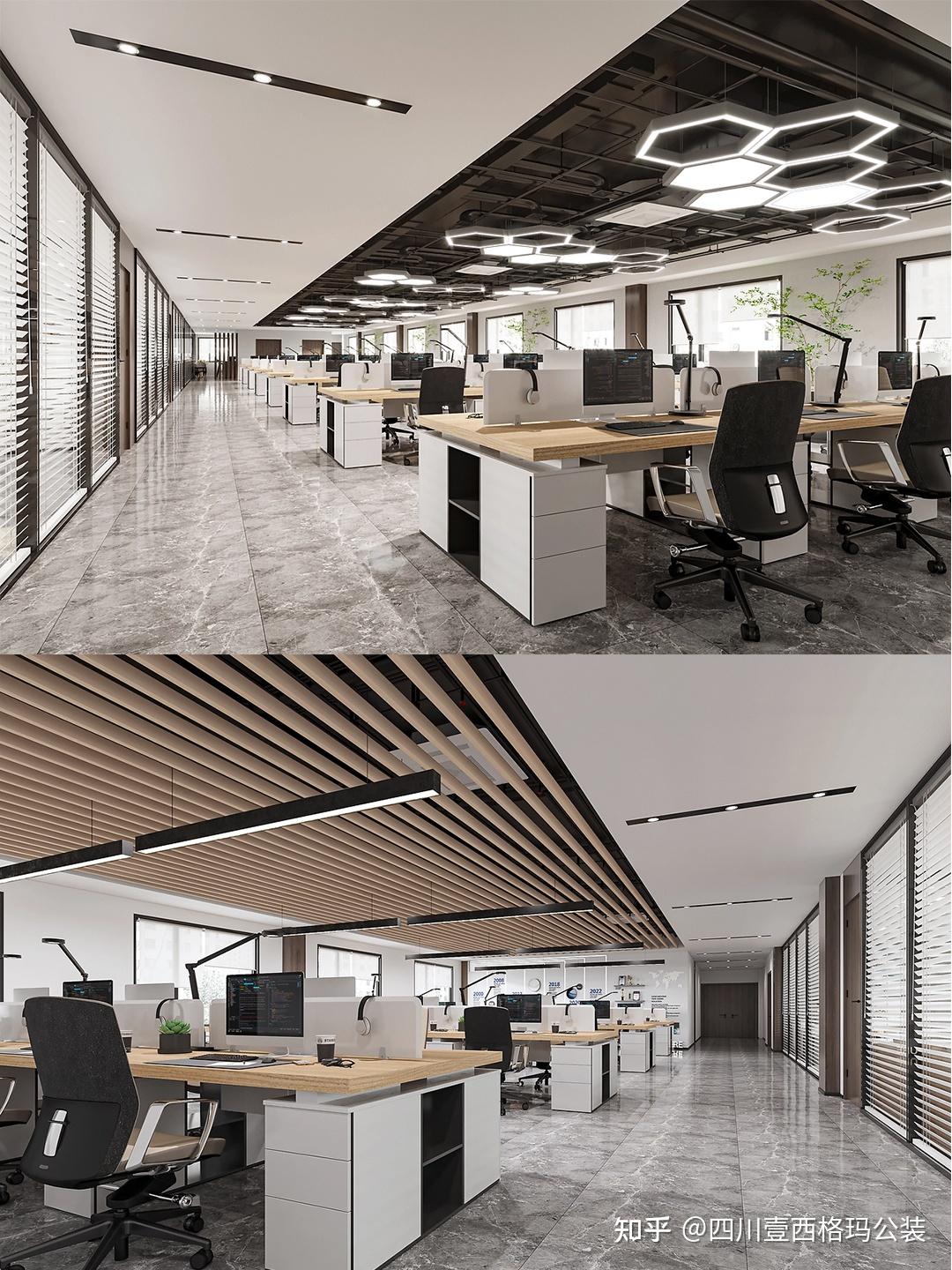 成都办公室设计装修，10款开放式办公区设计效果图，董事长的你喜欢哪一款? - 知乎