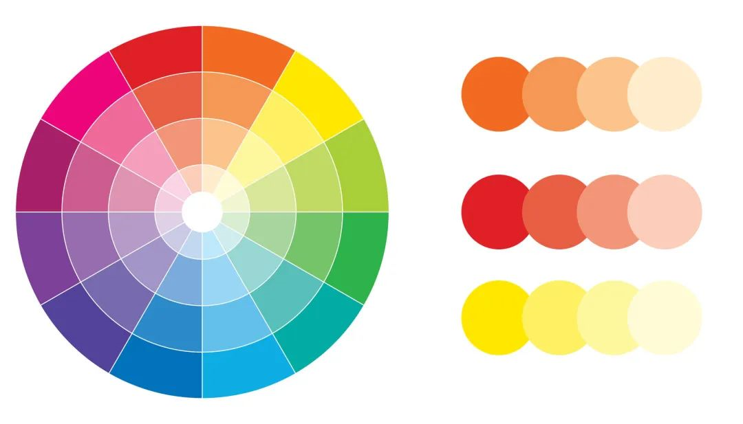 3)互补色搭配在色彩环中,180度对角线连起来的两个颜色,我们称之为