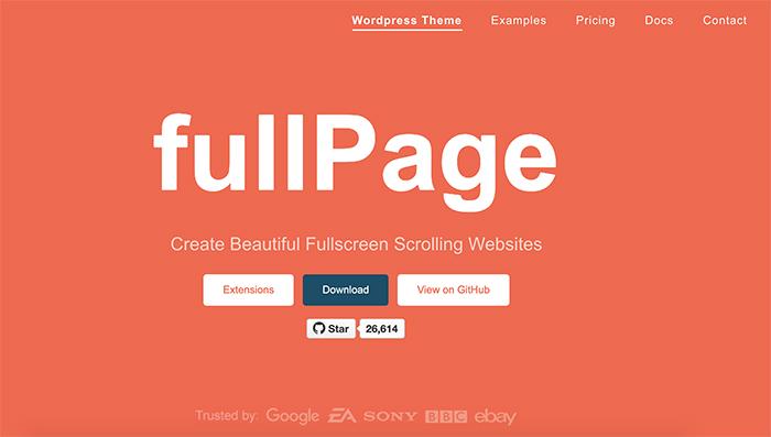 fullPage.js: 月收一万五千美元的开源JavaScript组件